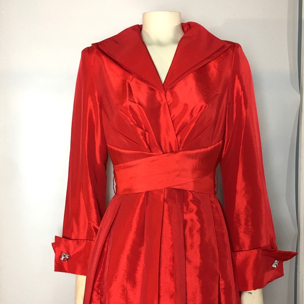 Vintage 1950s Fit & Flare Red Dress Dolman Sleeves - Picture 4 of 7